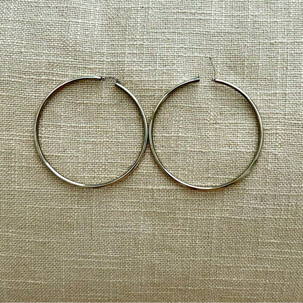 Sterling silver large hoop earrings 3” wide